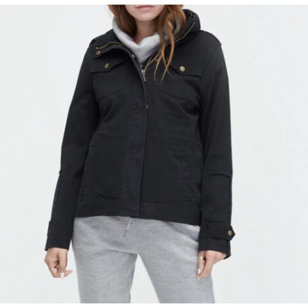 Ugg Jodie Convertible Sherpa Field Parka Jacket Coat Black Purple Small